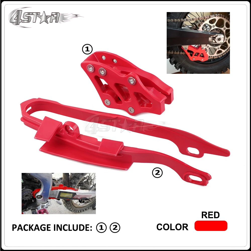 Motorbike Red Swingarm Chain Slider And Chain Guard Guide Protector For