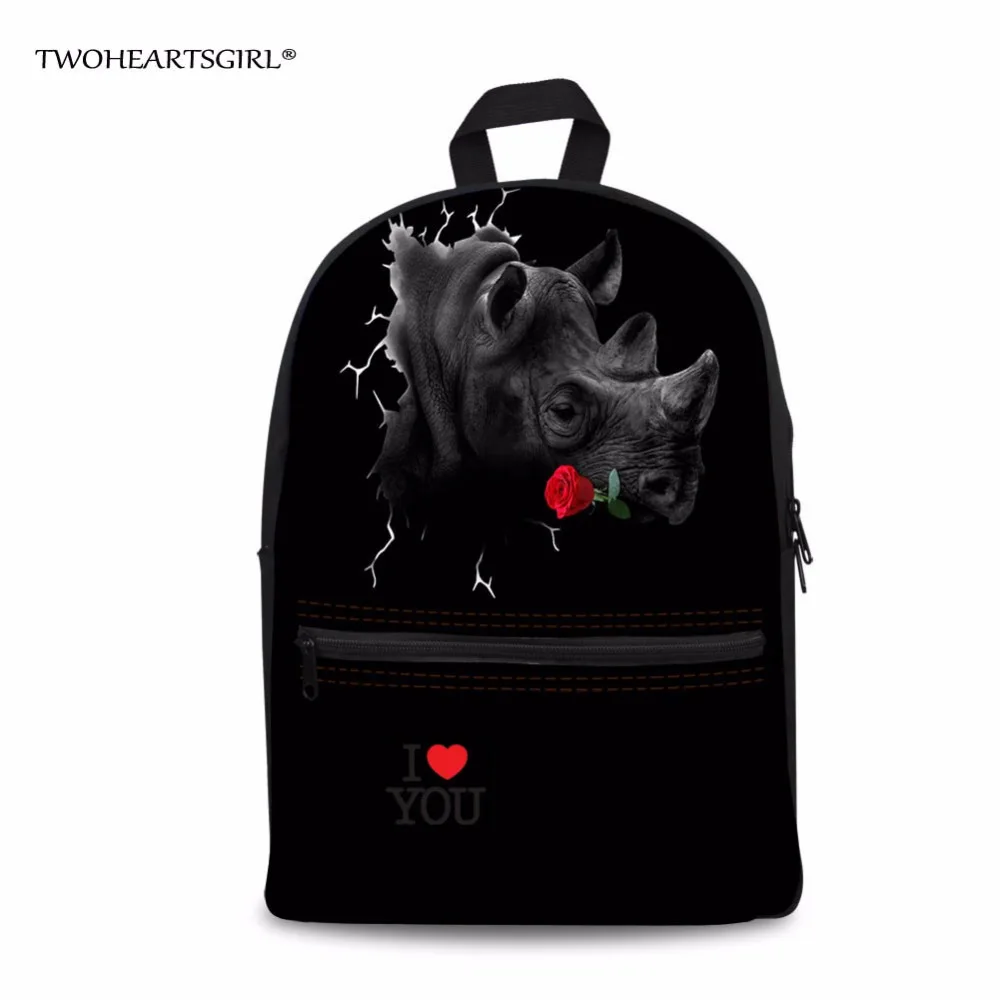 TWOHEARTSGIRL Printing Animal Rhinoceros Baby Kids School Bags with Rose Primary Teenagers Girl Children Schoolbag Women Bookbag baby-bags-for-girl : image TWOHEARTSGIRL Printing Animal Rhinoceros Baby Kids School Bags with Rose Primary Teenagers Girl Children Schoolbag Women Bookbag baby-bags-for-girl