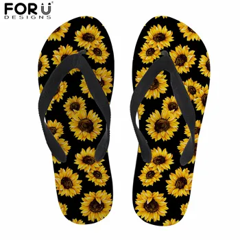 

FORUDESIGNS Sunflower Prints Summer Women Flip Flops Casual Beach Sandals Female Slippers Flipflops for Teenager Girls Ladies