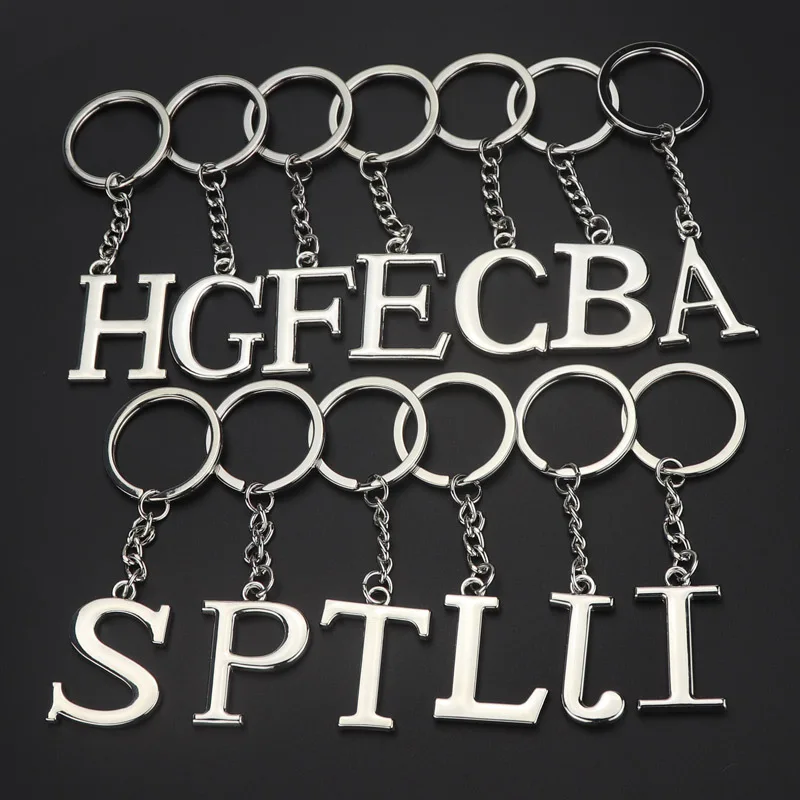 

3D Zinc Alloy 26 English alphabet keychains Key Chain Car Auto English alphabet Keychain Metal Key Ring