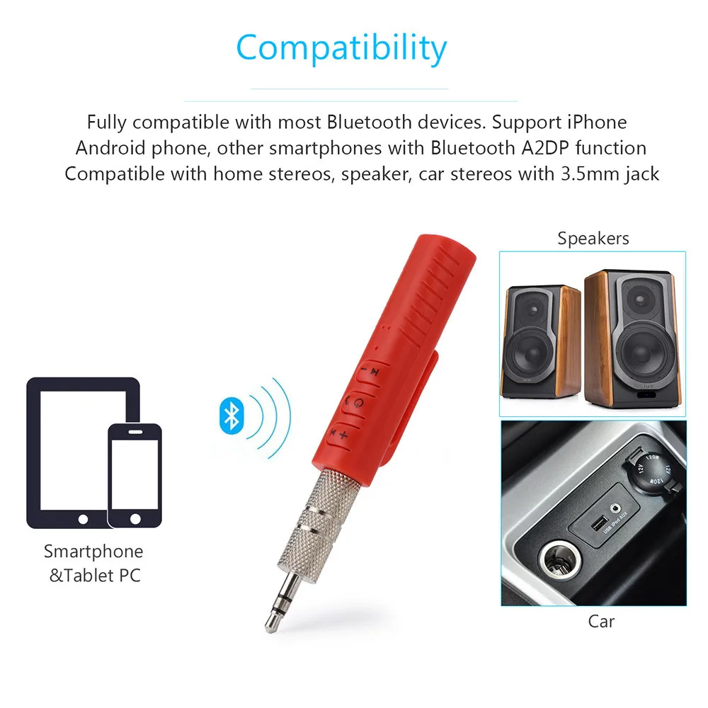ONEVER Универсальный 3.5 мм Jack аудио приемник Беспроводной Bluetooth авто AUX потокового Car Kit с микрофоном для Планшеты PC/ телефон/Динамик