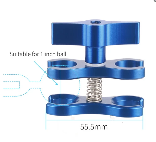 Двухдырочный зажим-бабочка светильник с зажимом держатель для штатива Крепление Адаптер шаровая Головка Спортивная экшн-камера кронштейн аксессуары для дайвинга - Цвет: blue