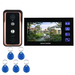7-дюймовый сенсорный кнопку цветной видеодомофон телефон двери Системы с RFID Card Reader HD дверной звонок 1000TVL IR-CUT Камера