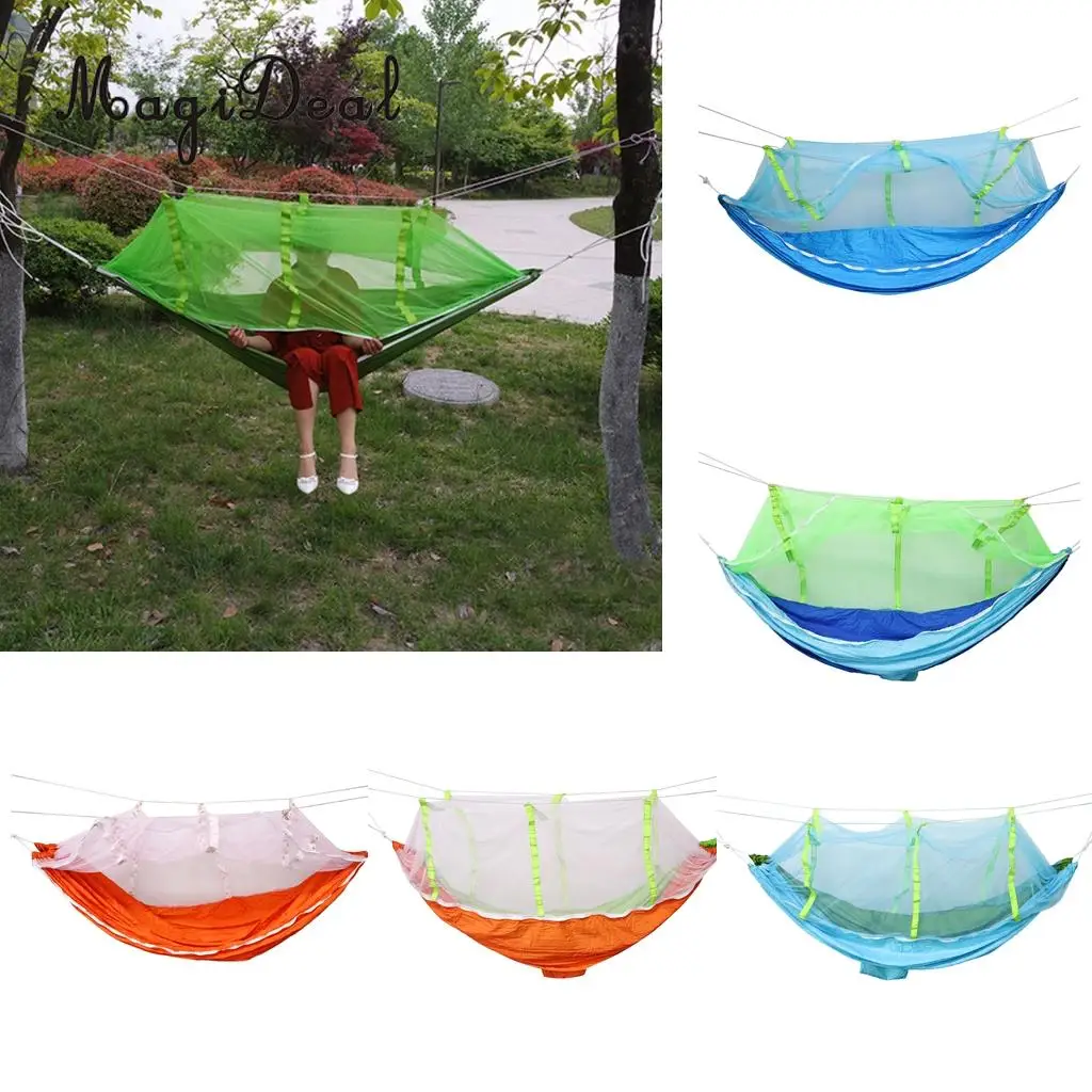 MagiDeal Portable Jungle Parachute Hammock Camping Outdoor Hanging Bed With Mosquito Net and 2 Hanging Straps