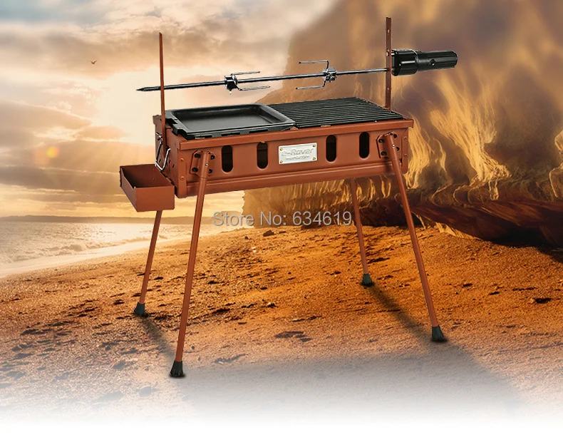2015 newest hot sale motor rotary charcoal bbq grill best quality outdoor automatic bbq barbecue grill