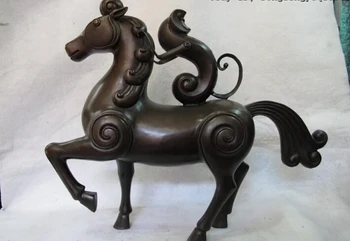 

USPS to USA S0507 15 Chinese abstract Art sculpture Pure Bronze Copper Monkey Ride on Horse Statue
