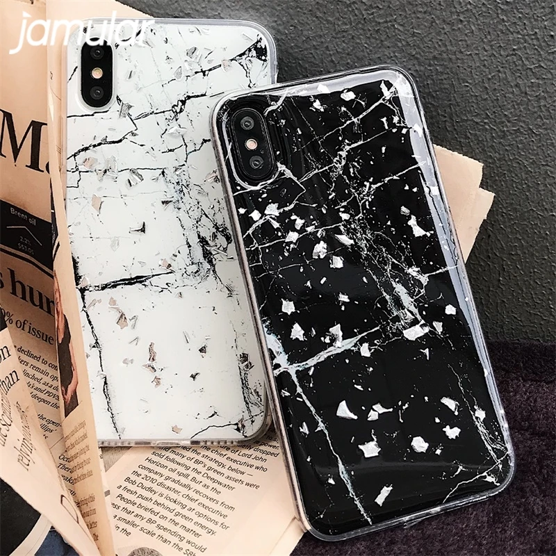 Роскошный чехол для iPhone XS MAX XR X 10 8 6 6s Plus с мраморным узором глянцевый черный