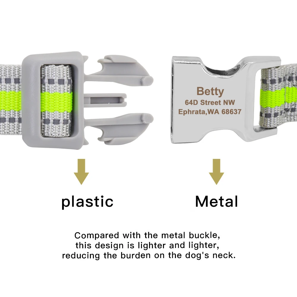 Изготовленный На Заказ нейлоновый ошейник для собак Светоотражающие Персонализированные собак воротники с анти-потерянный пряжка-футляр для удостоверения личности табличка для малых средних и больших размеров, для собачек-Мопсов