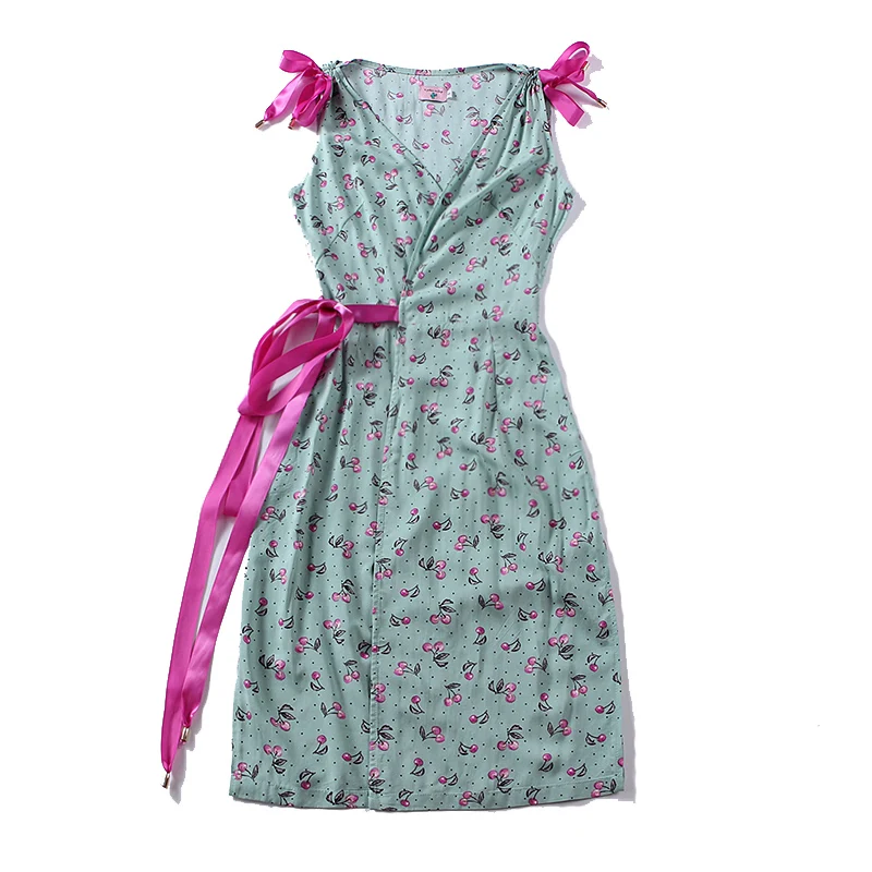 LE PALAIS винтажное летнее дышащее поплиновое тонкое платье с винтажным принтом, регулируемое плечо, талия, шелковая лента, платье с высокой посадкой