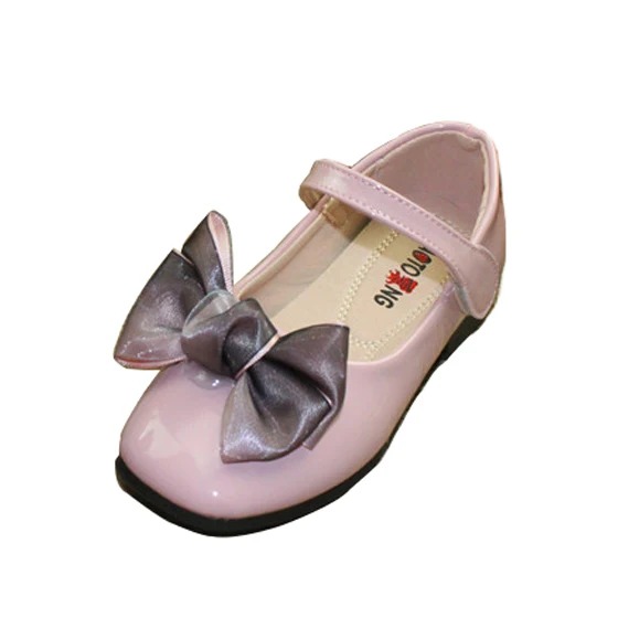 

Kalupao Children's Shoes Bowknot Pink Girls Leather Princess Shoes Girl Flat with Hook & Loop Single Shoes Girls Footwear 2018