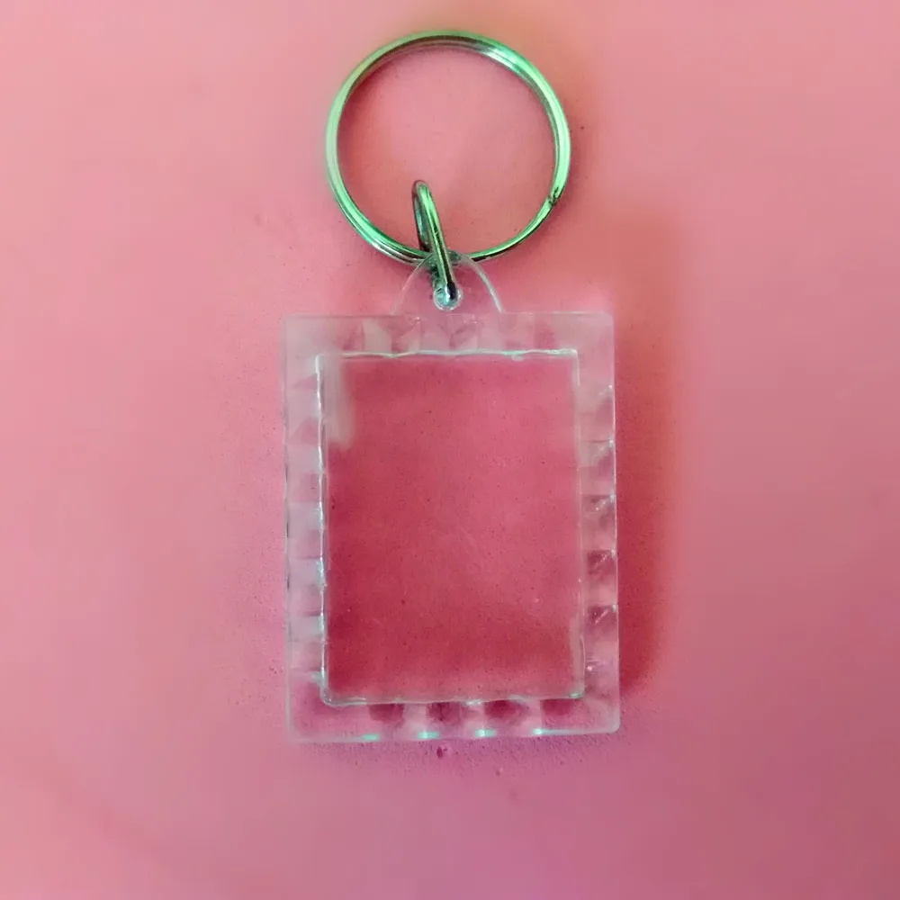

1 Pcs Mini Rectangular lace Transparent Blank Insert Photo Picture Frame Key Ring Split keychain