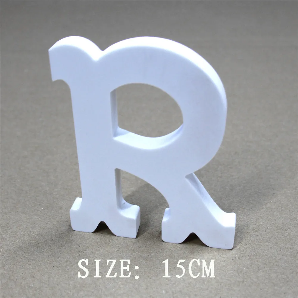 

Free Standing Wedding Decorative 3D Artificial Wooden Letters White Letter 15cm Wood carving craft gfits for home decorations