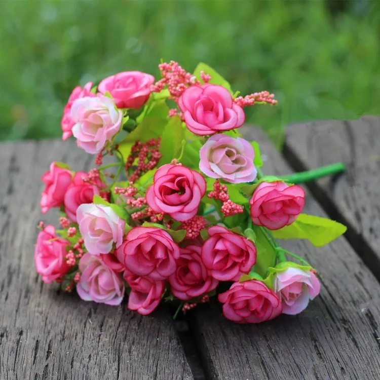 21 head artificial silk rose flower decorative Flowers for Wedding party Flower Home Decoration bouquet (10)
