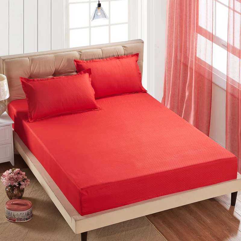  1pc 100%Polyester Fitted Sheet Mattress Cover Solid Color Bedding Linens Bed Sheets With Elastic Ba