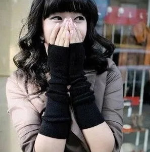 Зимние женские модные трикотажные вязаные перчатки без пальцев длинные рукавицы теплые перчатки AW6240