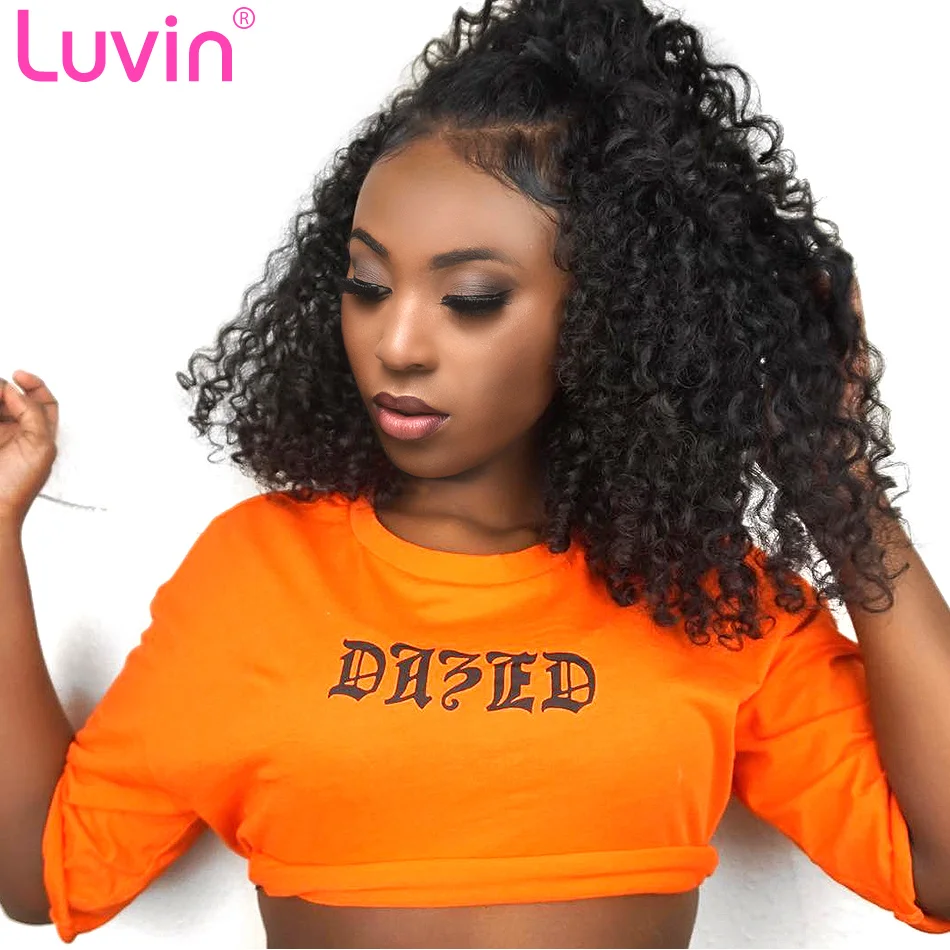 

Luvin Deep Wave Short Glueless Lace Front Human Hair BOB Wigs With Baby Hair Brazilian Remy Curly Hair Wigs Bleached Knots