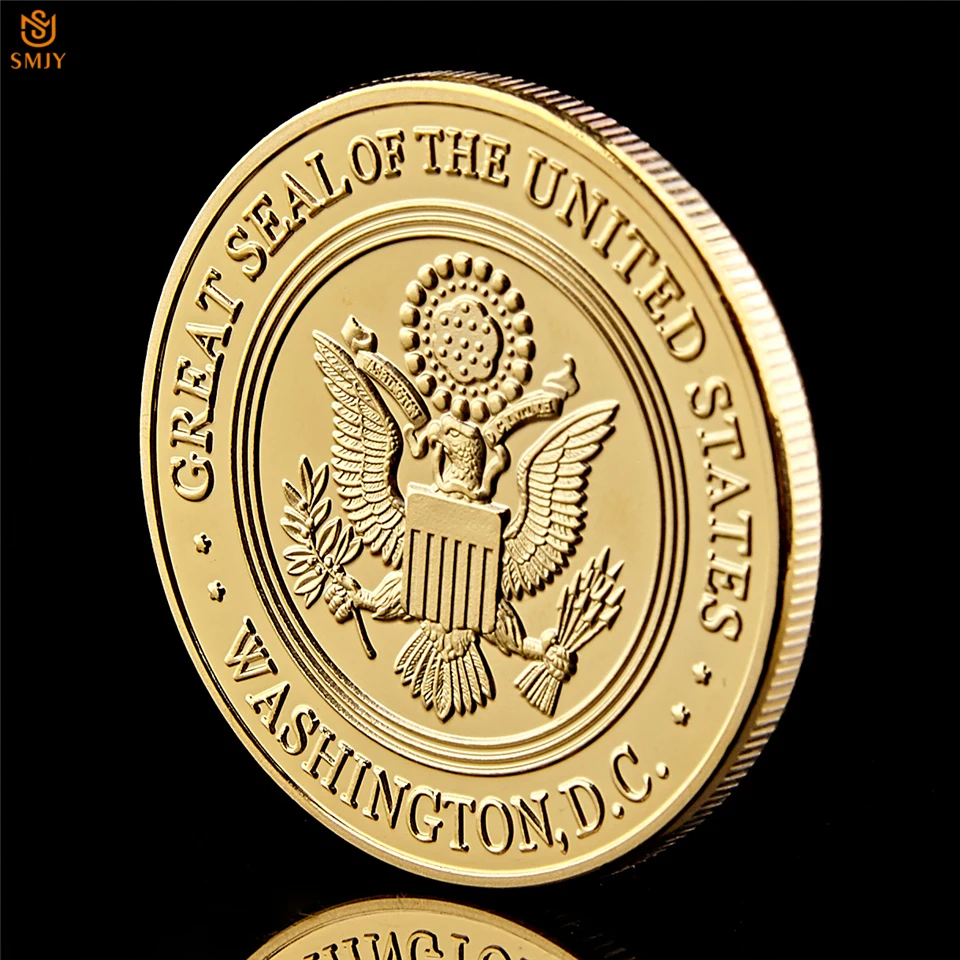 С принтом «USA Army Департамент морского флота позолоченные США Вашингтоне на военную тематику коллекция монет W/Дисплей коробка