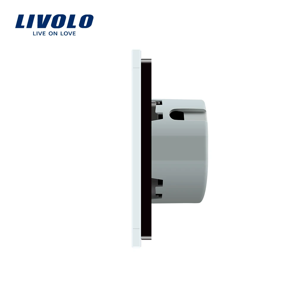 Выключатель Livolo со стеклянной панелью евростандарт 220 ~ 250 В|black crystal glass panel|livolo eu
