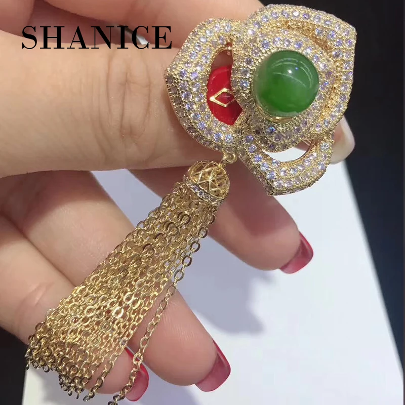 

SHANICE Tassels flower brooch Korean luxury high end sweater pin cheongsam jacket high-end female accessories