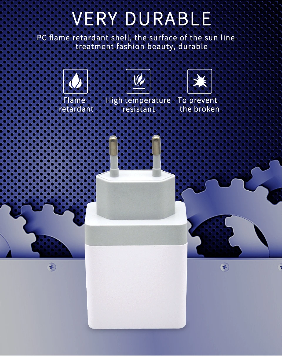 Wall Charger EU Adapter LED Display 3 USB Charger Universal Mobile Phone USB Charger Fast Charging For iPhone Samsung Xiaomi (10)