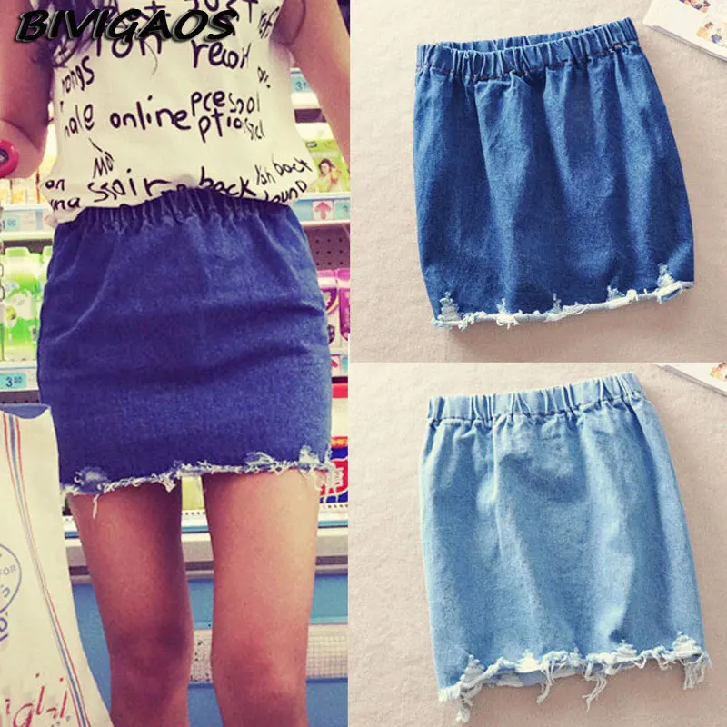 stretch waist denim skirt