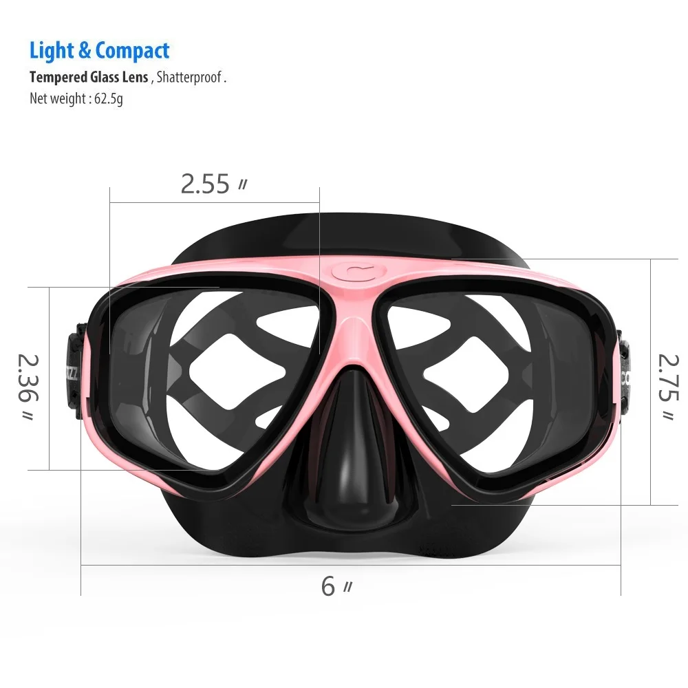 COPOZZ 2023 Scuba Diving Mask Set Anti Fog Goggles with Snorkel Glasses Tube Adjustable Strap for Women Men Adult Swimming Mask 4