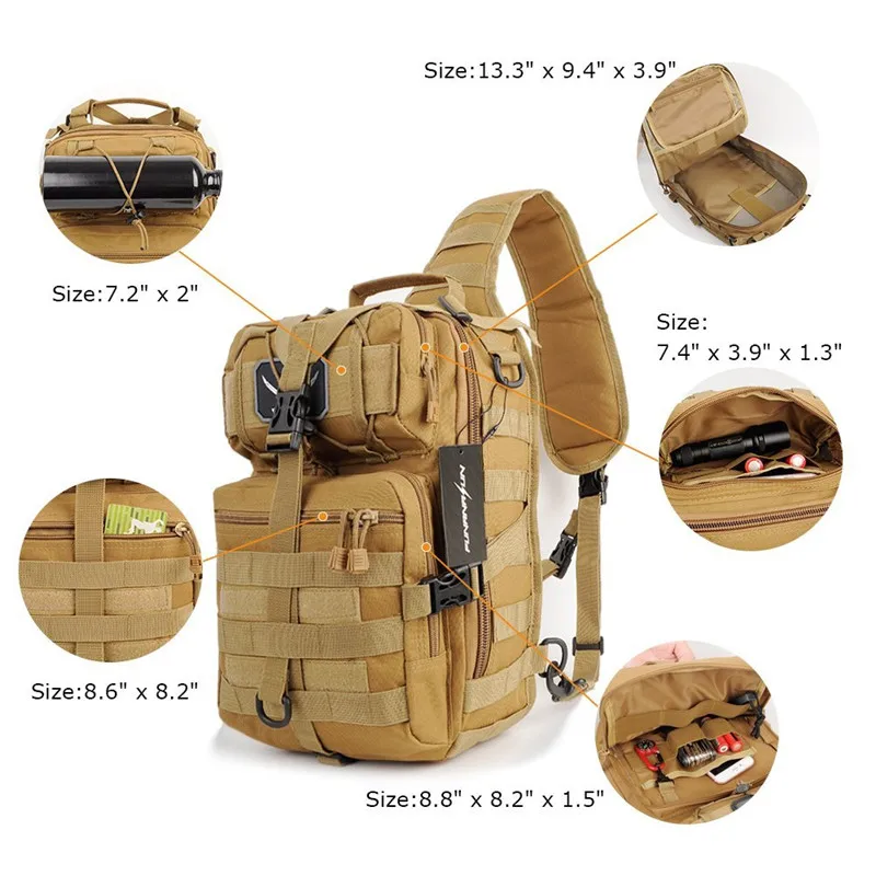  Tactical Sling Backpack Bag Military Molle Assault Pack Rucksack Daypack for Outdoors Camping Hikin