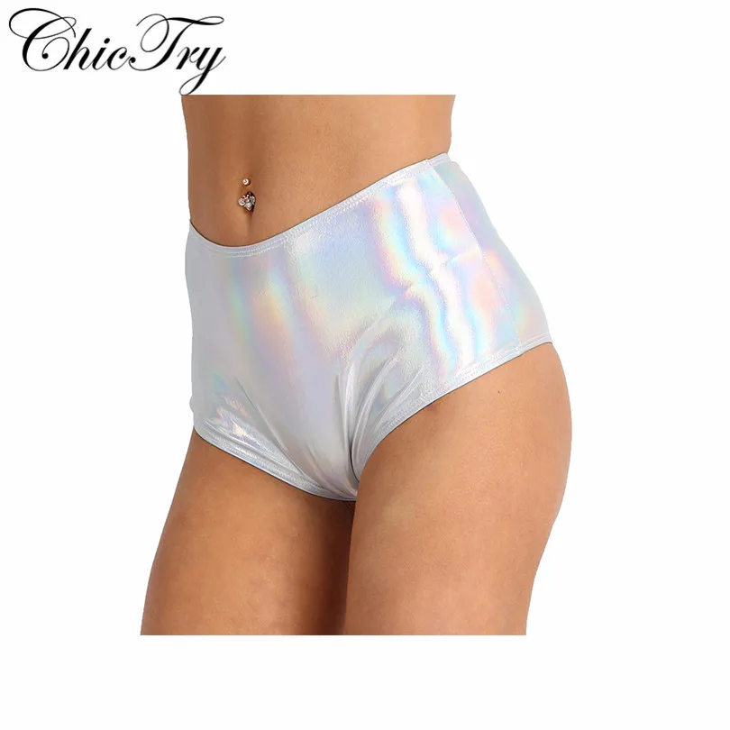 Fashion Women Shiny Metallic Patent Leather Sexy Lingerie Panties Underwear Dance Raves and Swim Beachwear Summer Briefs