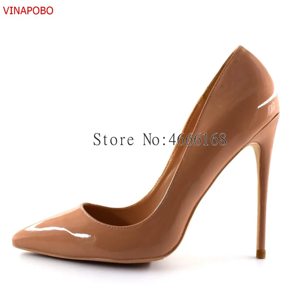 Vinapobo/Новинка года; модная женская обувь из лакированной кожи на высоком каблуке; классические открытые пикантные свадебные туфли на шпильке; большие размеры 43
