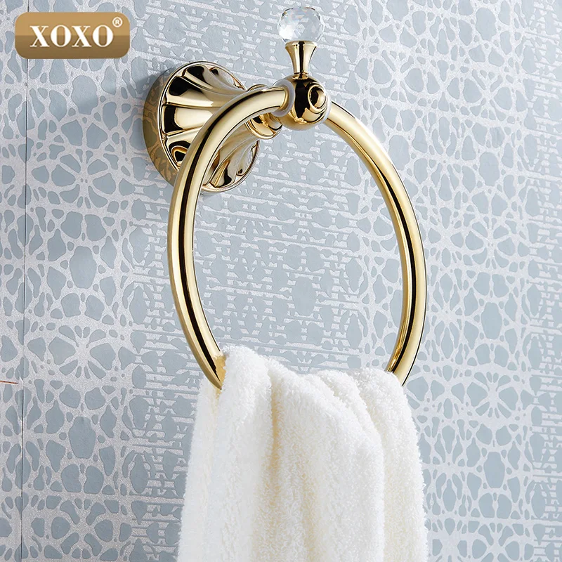 Xoxoluxury Crystal & Brass Gold Towel Ring,towel Holder, Towel Bar