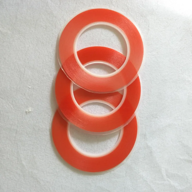 

1mm~25mm Wide Choose 0.2mm Thick Red Film Double Sided Adhesive Transparent Tape High Sticky For iphone ipad HTC Screen LCD LED