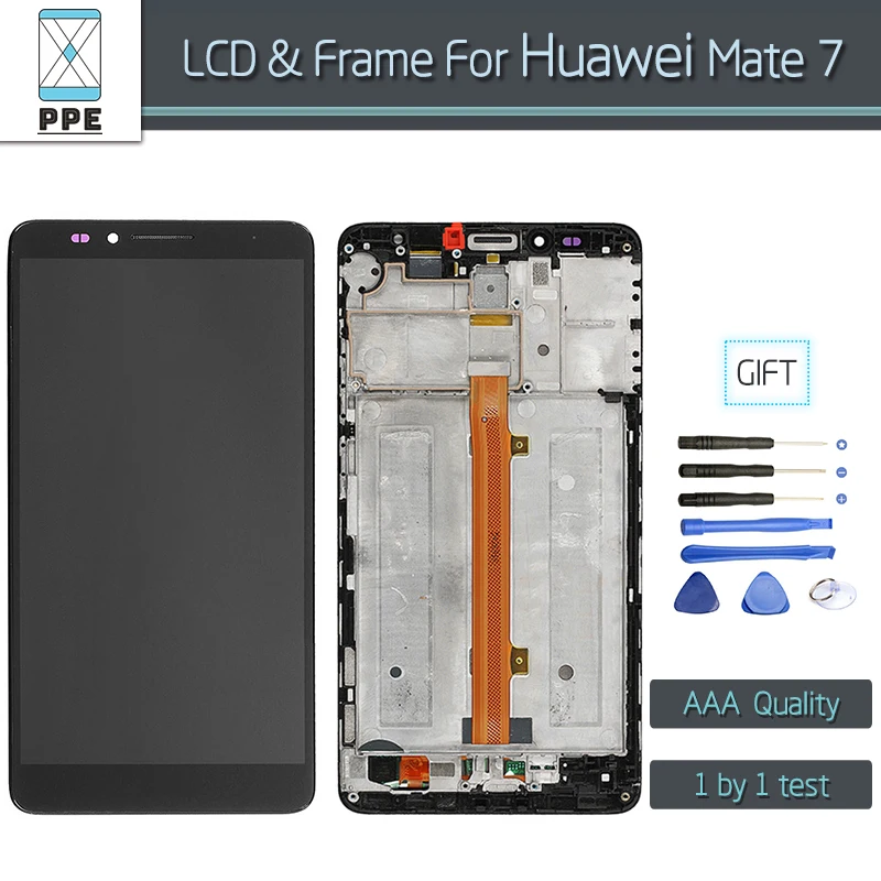 

Phone LCD Screen For Huawei Mate 7 Original 6 inch LCD Display Touch Screen Digitizer With Frame Assembly Gift Tools
