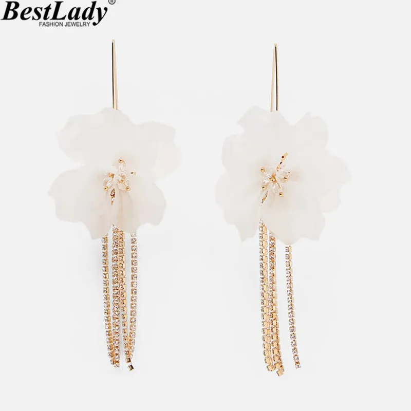 Lry Best lady трендовые серьги капли с цветком и кристаллами ZA для свадьбы женщин