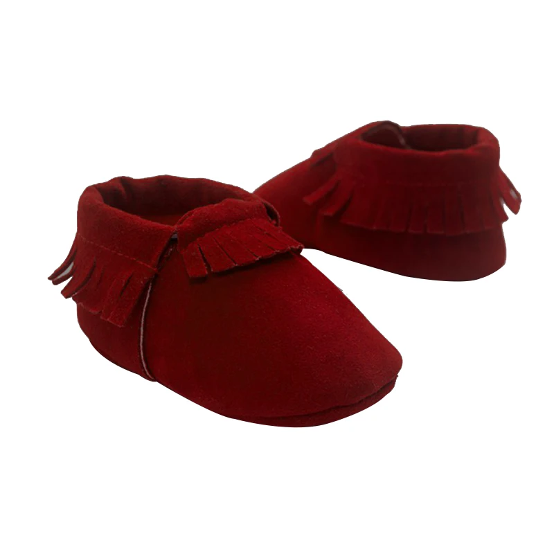 13 видов цветов мокасины из искусственной замши для новорожденных мальчиков и девочек; мокасины; обувь с бахромой на мягкой нескользящей подошве; обувь для малышей - Цвет: Красный