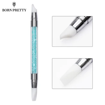 

2-Ways Carving Painting Brush Pen Silicone Hollow Crystal Handle Nail Art Tool
