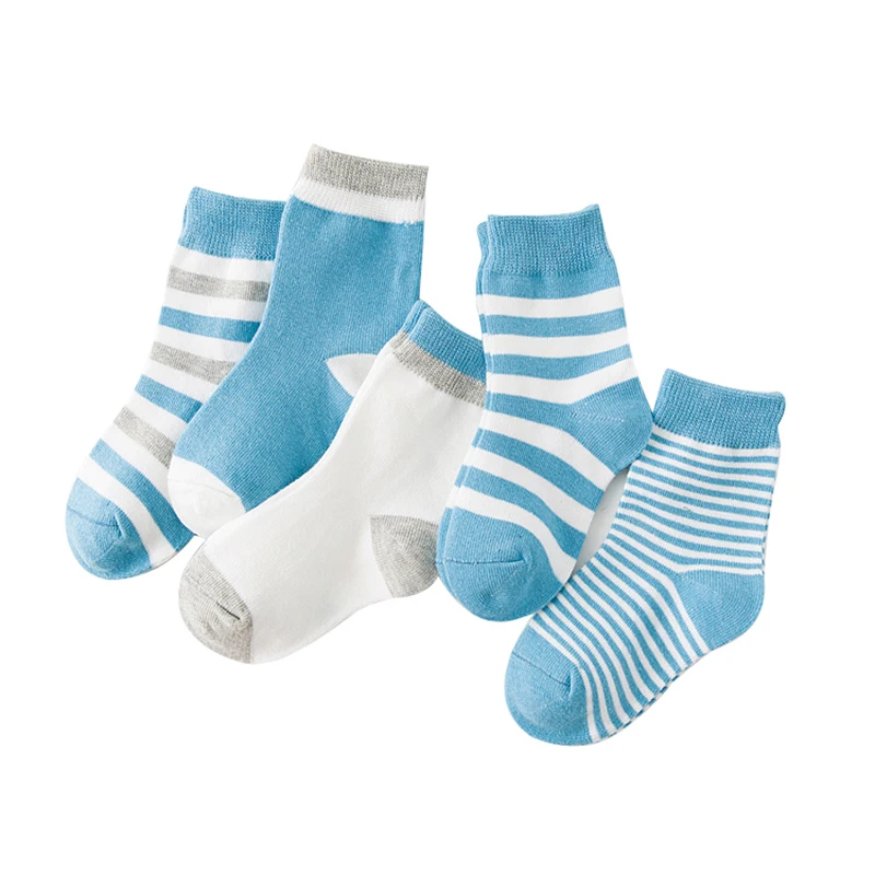 

5 Pair=10Pcs/lot Cotton Baby Socks Toddler Girls Boys School Socks Kids Striped Floor Breathable Children Socks for 0-6 Year