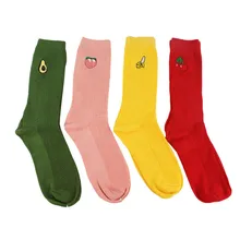 Забавные кавайные фруктовые носки с принтом, женские корейские милые зимние Мультяшные женские носки, женские Носки с рисунком авокадо, банана, вишни, персика