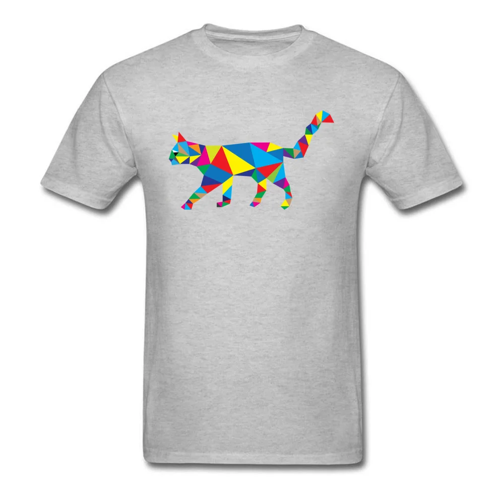 Newest Modern Cat Casual Short Sleeve T Shirt Mother Day O Neck Cotton Fabric T Shirt for Men Tops & Tees Cool Modern Cat grey