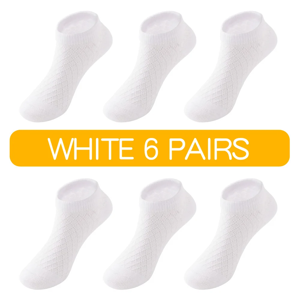 6 пара/лот, носки для малышей летние, весенние и осенние сетчатые спортивные хлопковые детские носки для девочек и мальчиков возрастом от 1 года до 16 лет - Цвет: White 6pairs