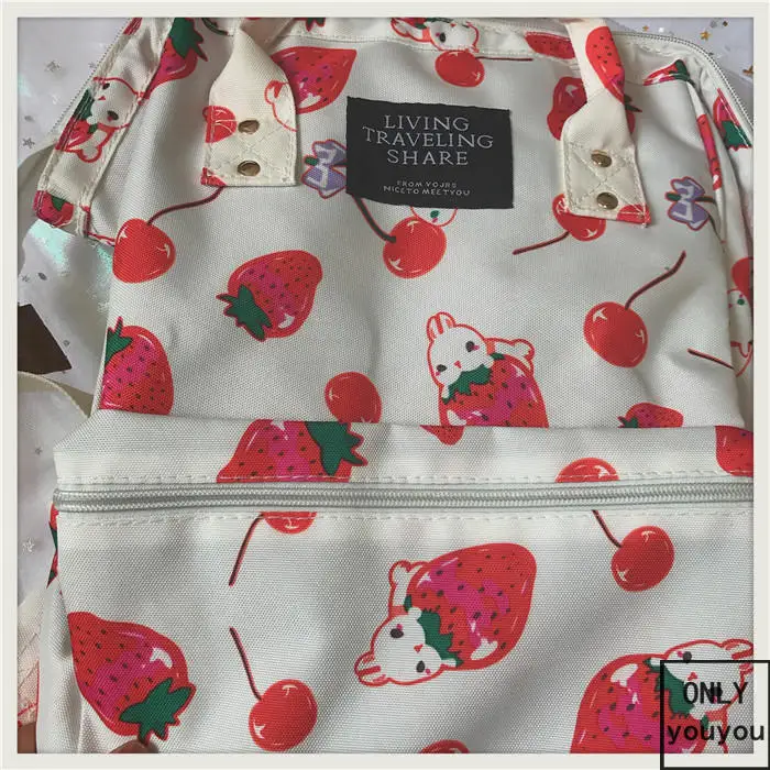 Japanese Style Harajuku Backpack Girl Cute Cartoon Style Ulzzabg Backpack Kawaii Strawberry Rabbit Leisure Backpack School Bag08