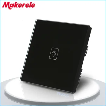 

UK Standard Touch Switch Black Crystal Glass panel 1 Gang 2 Way Light Switch Touch Screen wall switch wall socket for lamp