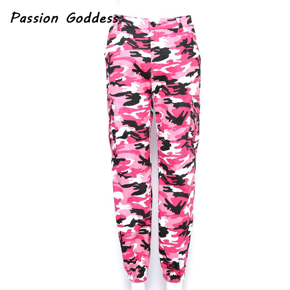Pantalon Femme, свободные сексуальные штаны, женские камуфляжные панковские брюки, розовые камуфляжные оранжевые фиолетовые розовые спортивные штаны, мешковатые штаны для хип-хопа - Цвет: Red