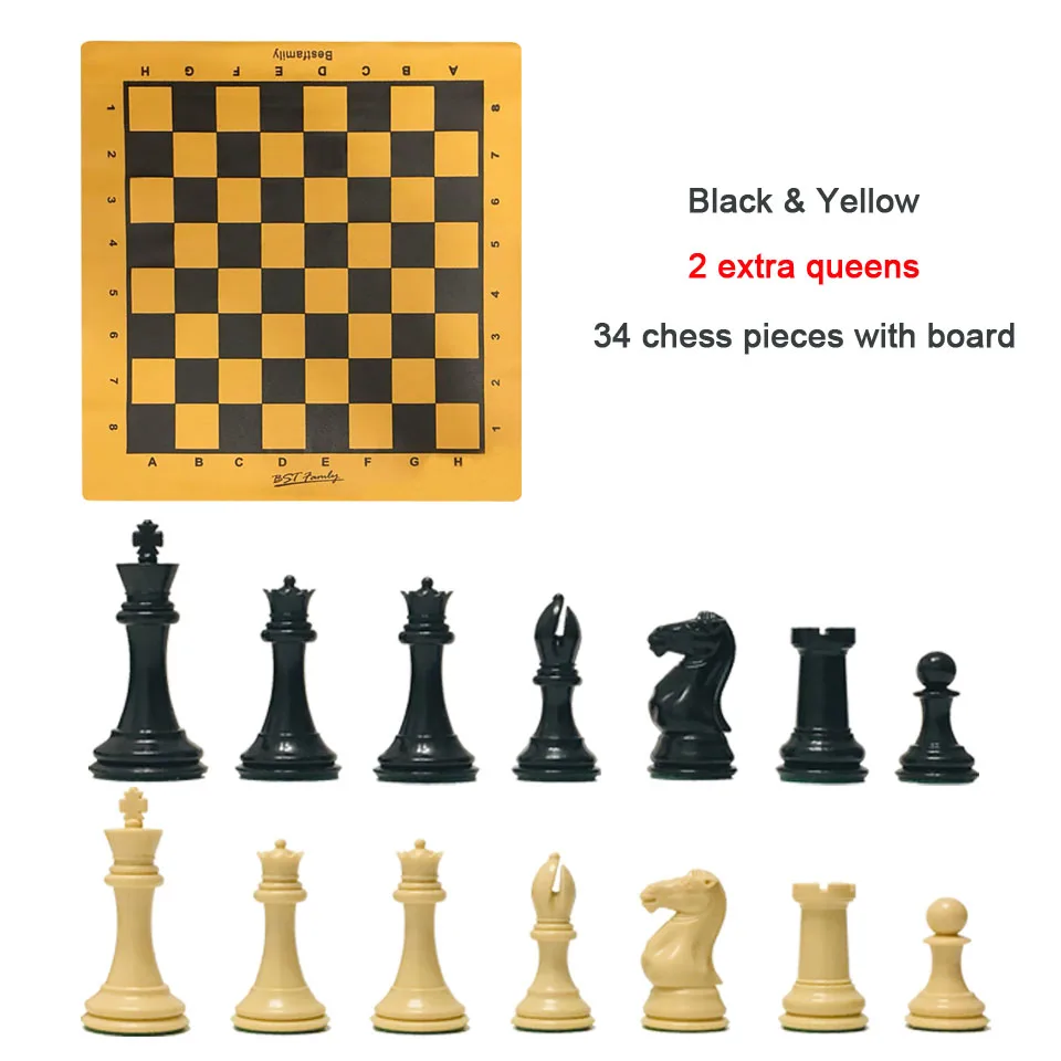 4 королевы Шахматный набор Высота короля 108 мм Staunton международный стандарт шахматные фигуры взвешенные шахматы для матча клуба IA12 - Цвет: board yellow chess