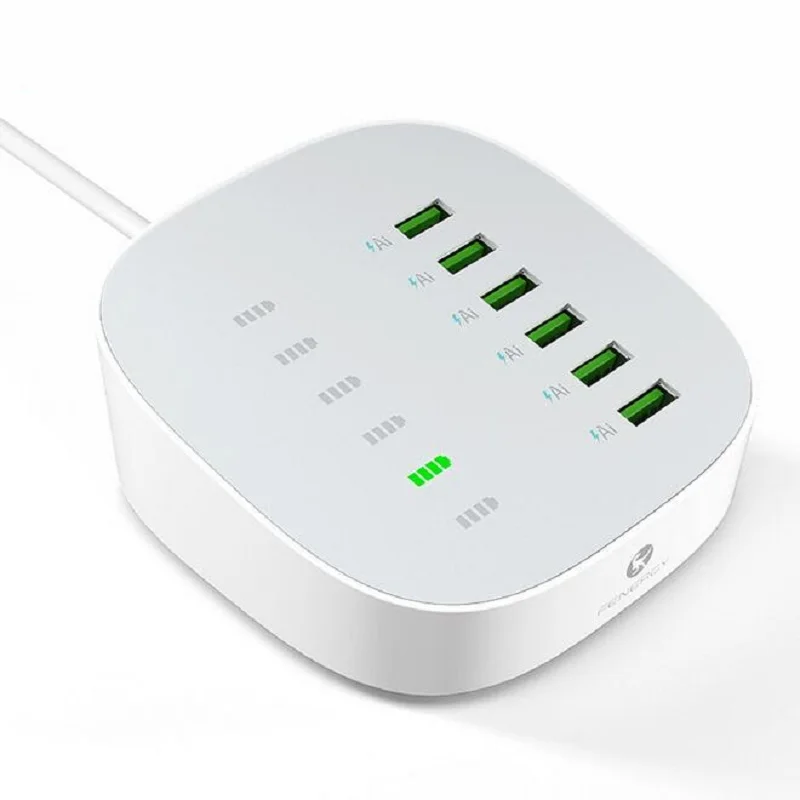 Цена США Plug Путешествия зарядное устройство электрический удлинитель стены адаптеры питания 6 Порты USB разъем Hub Smart высокое мощность 40 Вт