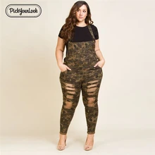 Pickyourlook, женские комбинезоны размера плюс, комбинезоны большого размера, повседневные камуфляжные комбинезоны с дырками, уличные модные женские комбинезоны