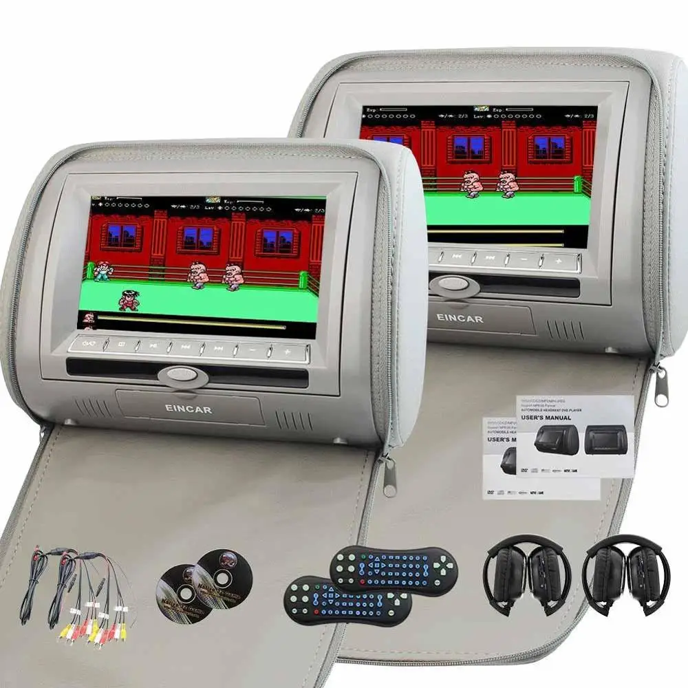 Pair of Headphones included! 7 Inch LCD Monitor Grey Car DVD Player