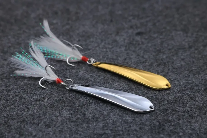 9g Metal Silver Sequins Fishing Lures Spoon Lure Hard Baits With Feather Bass Sea Lures Spinner Wobbles Fishing Tackle