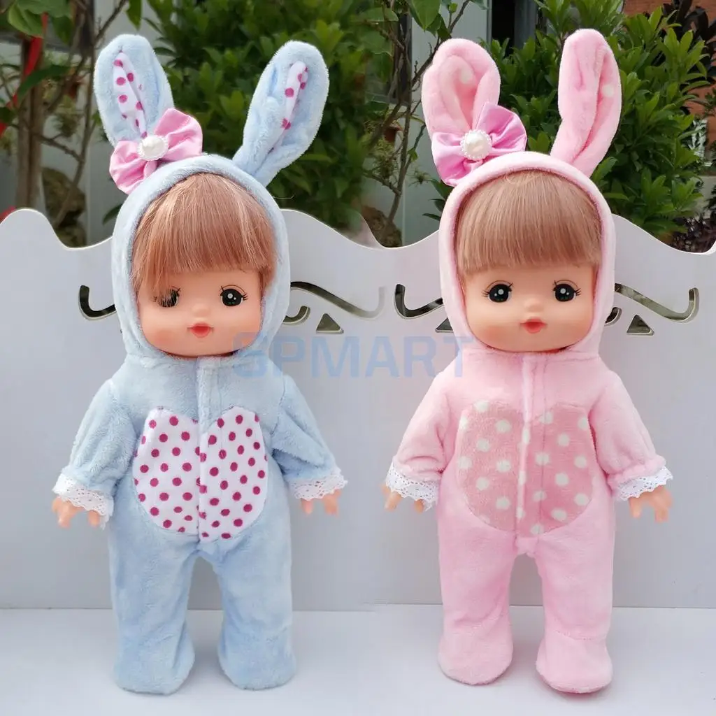 Cute Hooded Jumpsuit Rabbit Romper Outfit For Mellchan Doll 9-11inch for Reborn Baby Girl Dolls Clothing Accessory