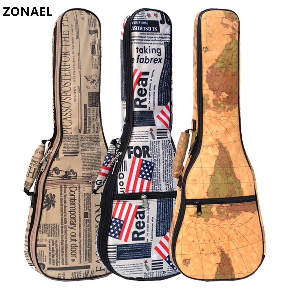 

ZONAEL Hot 21 23 26 Inch Waterproof Soprano Concert Tenor Ukulele Bag Canvas Case Backpack Box Cover Guitar Parts Accessories