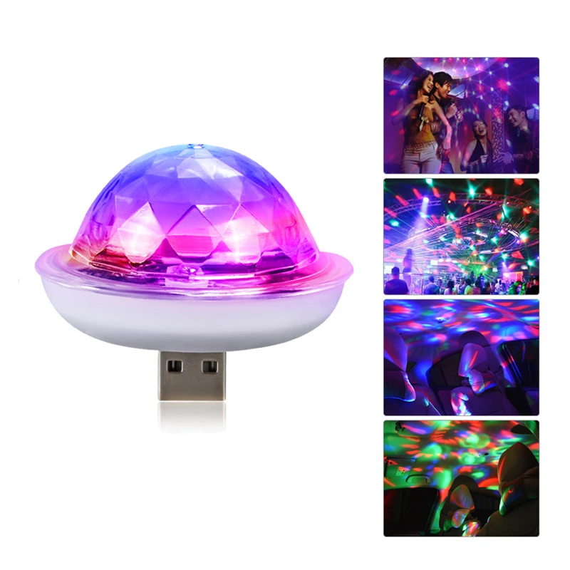 

USB Mini Disco Stage Light Music Sensor Effect Light DJ Crystal Magic Ball Lamp Apply to Phone Micro usb Drop Shipping